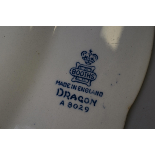 272 - Early Vintage Booths Blue and White Oval Dragon Plate 12