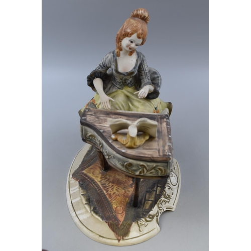 404 - Capodimonte Lady Piano Porcelain Figurine (As Found) and Dabbling Fruit Basket Porcelain Decoration