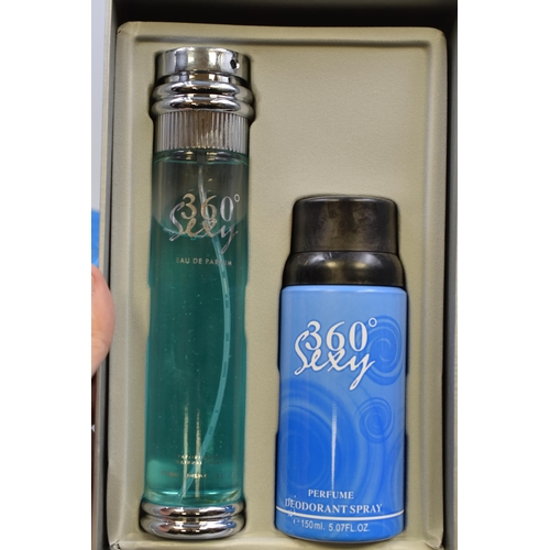 454 - Two Brand New Boxed Mens Fragrances to include a Men's 100ml 360 Sexy Aftershave and Deodorant Set a... 