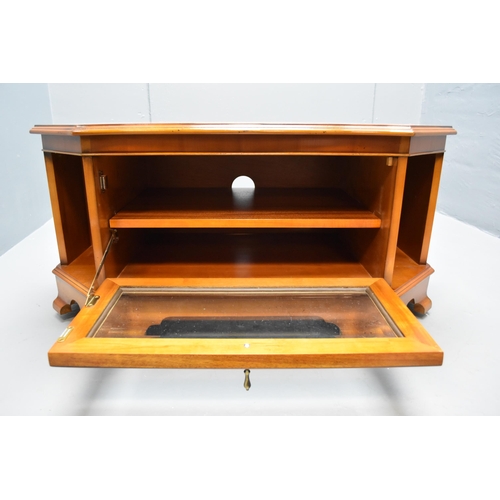 509 - Highly Polished Teak Glass Door Media Unit on Casters Approx 38