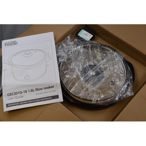 533 - George home 1.8l compact slow cooker brand new power on when tested