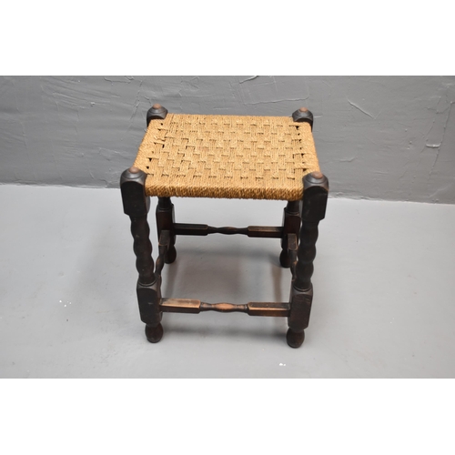 555 - Vintage Lloyd Loom Style Bedding Box, Rattan Seated Chair and a Vintage Oak Stool