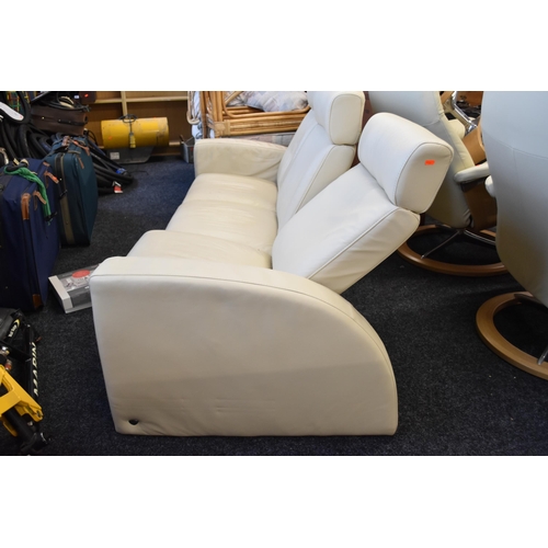 591 - High End Quality Ekornes Stressless Three Seater Reclining Sofa in Soft Cream Leather Complete with ... 