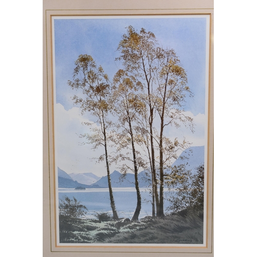 657 - Two pictures to include 1 of Mountains trees and a lake (17