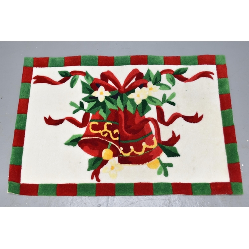 692 - Two Mats/rugs one is a Christmas theme with bells and red, green and white and the other mat is whit... 