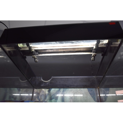 554 - ** NO POSTAGE ** AQUAEL 135 Litre Fish Tank and Cabinet With Storage In Black Gloss Finish, Com... 