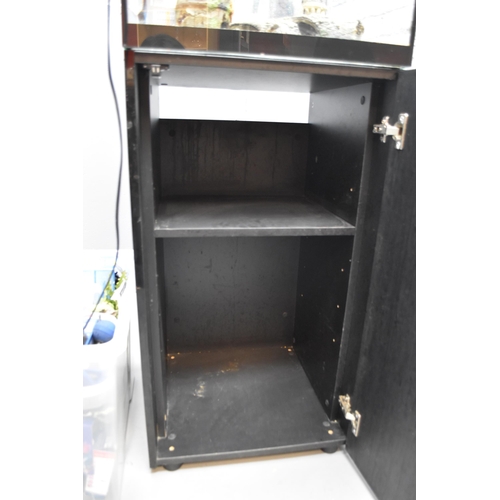 554 - ** NO POSTAGE ** AQUAEL 135 Litre Fish Tank and Cabinet With Storage In Black Gloss Finish, Com... 