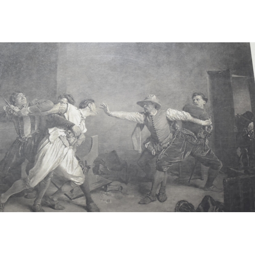 346 - A Framed and Glazed Burlington Proof J L E Meissonier 'La Rixe/The Brawl' b/w Print, Approx 59cm x 7... 