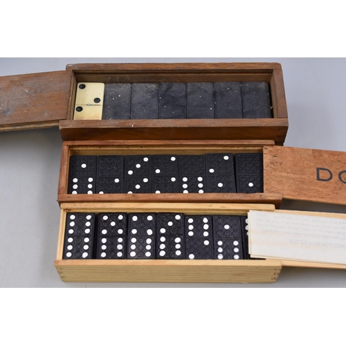 303 - Nine Sets of Vintage Dominoes To Include Gelvum Double Nine, Railway Brand, And More. Unchecked But ... 