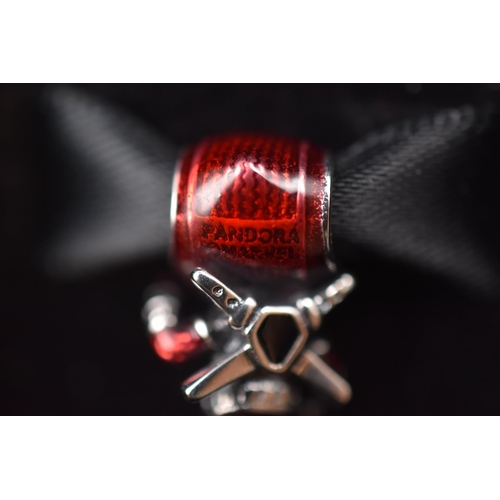 62 - A Pandora x Marvel Sterling Silver Enamelled Deadpool Charm, In Presentation Box