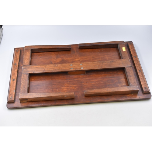 378 - Handcrafted Oak Serving Tray with Folding Legs (23