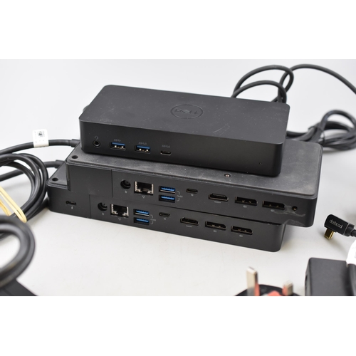 340 - Four USB-C Docks To Include Two Dell WD19TBS, Dell D600, And Other. With Power Cables