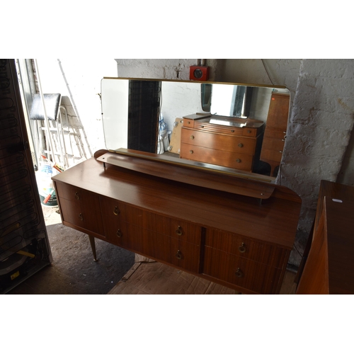 491 - Vintage formica sideboard with mirror and has 6 drawers (26