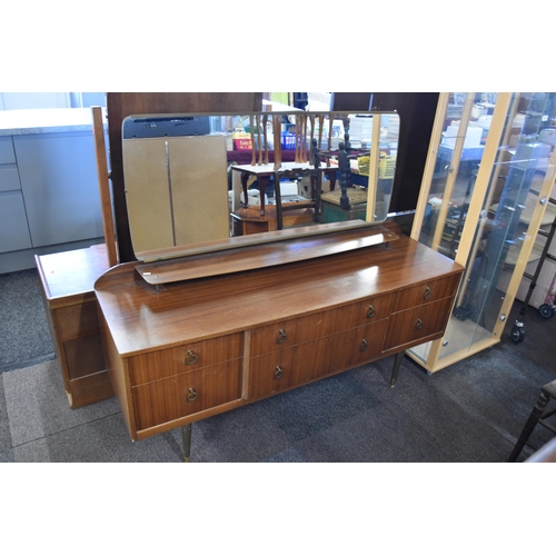 491 - Vintage formica sideboard with mirror and has 6 drawers (26