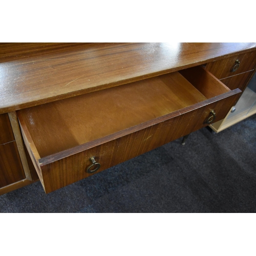 491 - Vintage formica sideboard with mirror and has 6 drawers (26