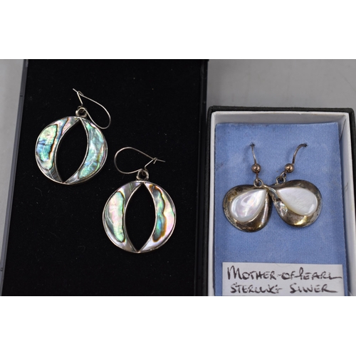 91 - Pair of Silver 925 Mexican Paua Shell Earrings and a Pair of Mother of Pearl Sterling Silver Earring... 