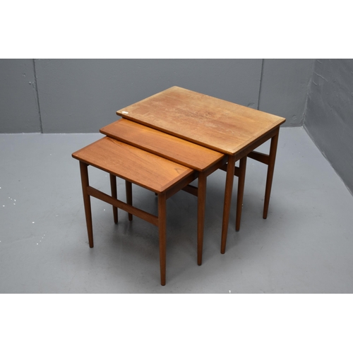 499 - Nest of three teak Gelsted Danmark tables, biggest being (18