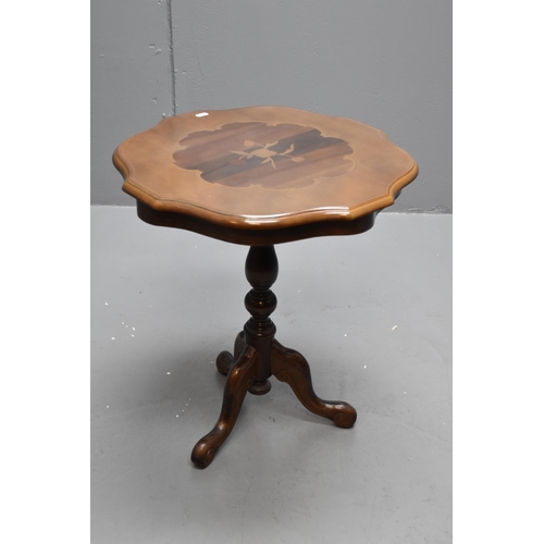 455 - Vintage wood inlay side table/occasional table (23