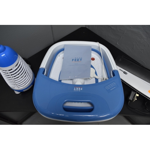 468 - Bare Feet Foldable Foot Spa, Laminator and a Free Standing Fly Killer (All Working)