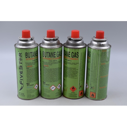 550 - Four Butane Gas Canisters Suitable for Camping Stove