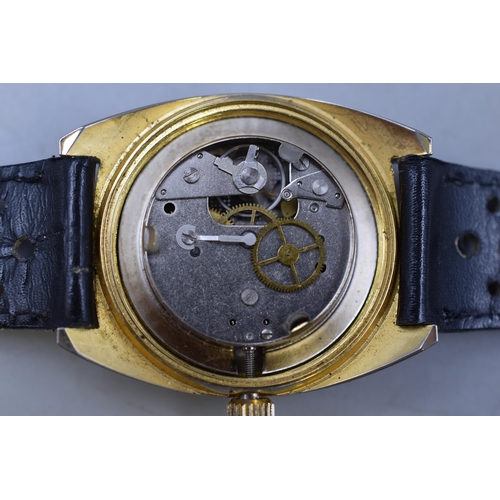 110 - Aseikon 23 Colombo Style Day / Date Gents Mechanical Watch with Leather Strap (Working)