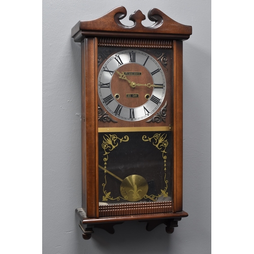 536 - Quartz Movement President 30 Day Longcase Wall Clock complete with Pendulum working at time of booki... 