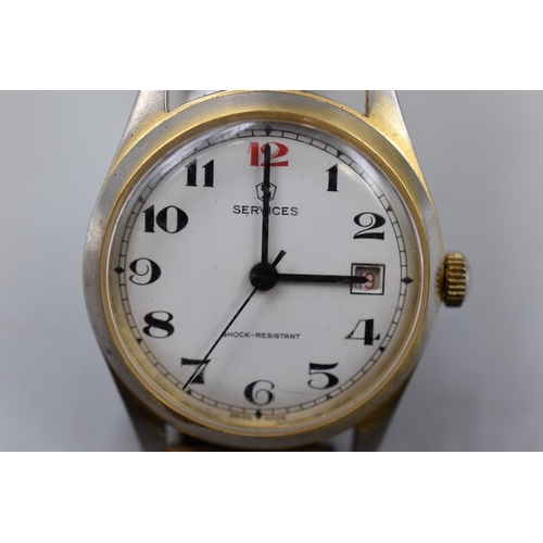 117 - Services Mechanical Gents Watch with Elasticated Strap (Working)