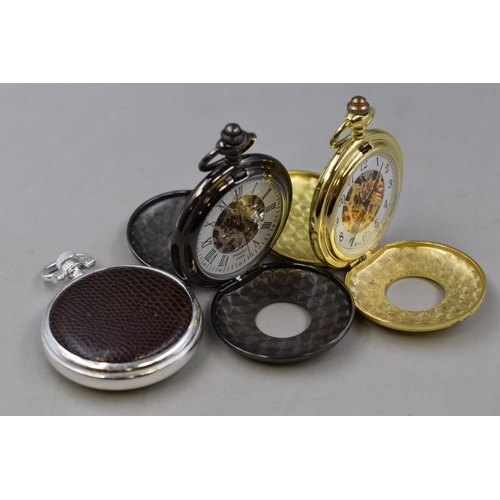 128 - Three Mechanical Pocket Watches with Skeleton Movements (Working)