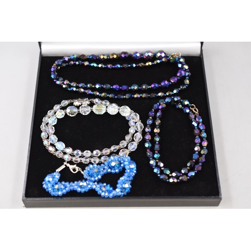 130 - Selection of 3 Aura Crystal Necklaces and a Crystal Bracelet