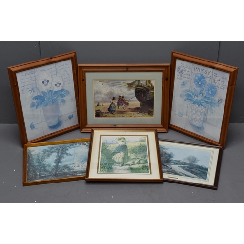 599 - Collection of Six framed and Glazed Prints to include The Swing by Miles Birket Foster, J.B.C Carot ... 