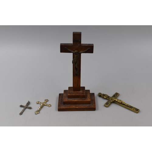 179 - Four Religious Crosses (Includes Silver), With Pope John Paul II 1982 Manchester Heaton Park Mass So... 