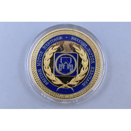 160A - British Motor Heritage Gold Plated MG Medallion in Capsule