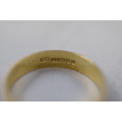 38 - Hallmarked 750 (18ct) Gold Band Ring (Size N) Complete with Presentation Box