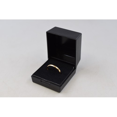 41 - Hallmarked 375 (9ct) Gold Band Ring (Size Q) Complete with Presentation Box