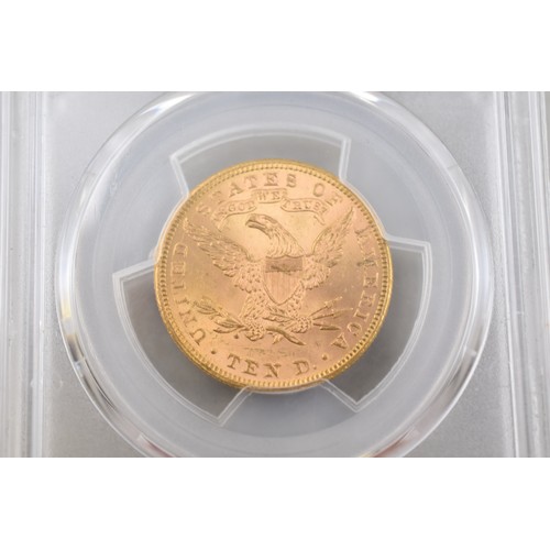 11 - USA 1894 Liberty Head 22ct Gold 10 Dollar Coin PCGS MS63 Approved Case