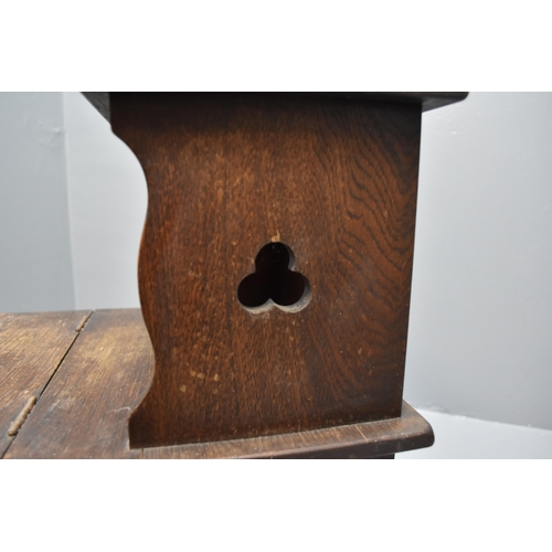 496 - An Oak Old Charm/Priory Style Telephone Bench, With Under Seat Storage. Approx 66cm Tall