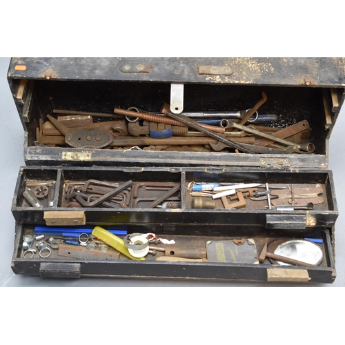 510 - Hand Made Tool Box Complete with The Contentd of what seems to be a Industrial Pipe Fitters Tools Ve... 