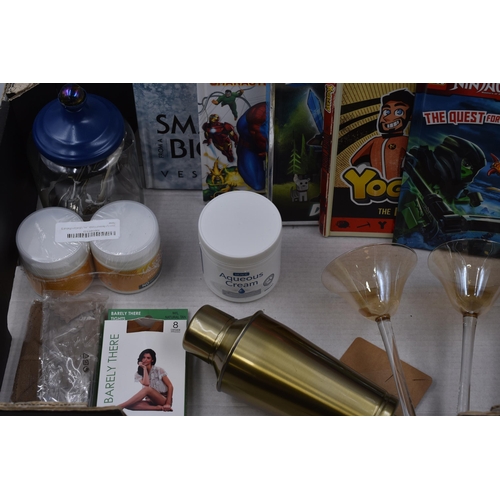 594 - Mixed Selection of Marvel and Lego Books, Cocktail Set, Moisturising Creams and More