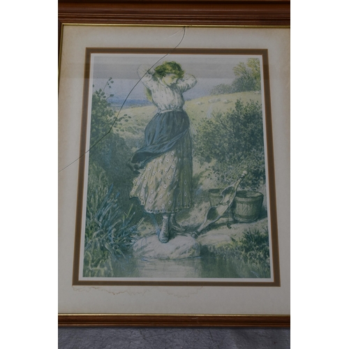 599 - Collection of Six framed and Glazed Prints to include The Swing by Miles Birket Foster, J.B.C Carot ... 