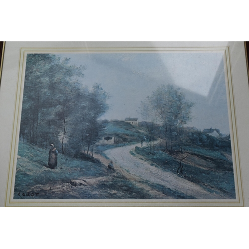 599 - Collection of Six framed and Glazed Prints to include The Swing by Miles Birket Foster, J.B.C Carot ... 