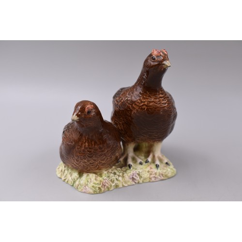 43 - A Rare Beswick Grouse Pair Figure, No 2063. Approx 15cm Tall