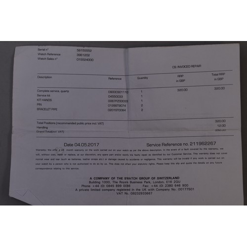 49 - Omega Seamaster Quartz with Leather Strap and Service Receipt