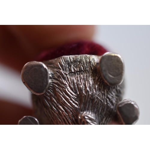 1 - Small Hallmarked Silver 925 Bear themed Pin Cushion