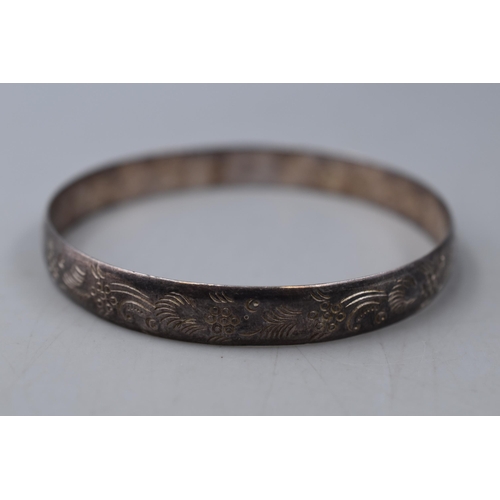 5 - An Etched 925. Silver Bangle