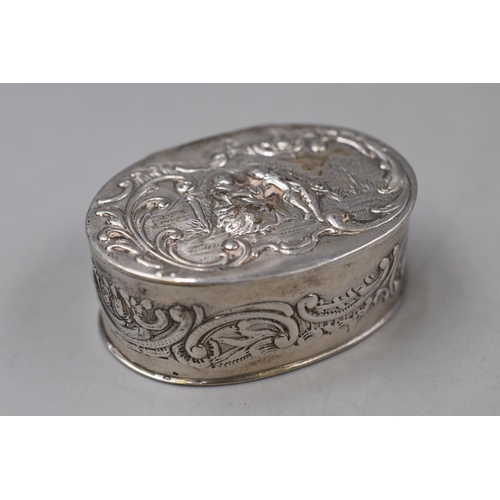 8 - Hallmarked London Silver circa 1902 George Roth & Co Embossed Pill Box