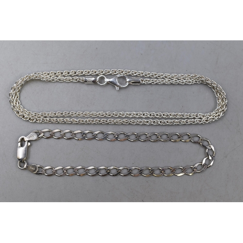 19 - Silver v925 Necklace Chain and Bracelet