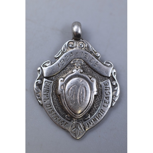 26 - Hallmarked Birmingham Silver 1920s Football Fob / Medal