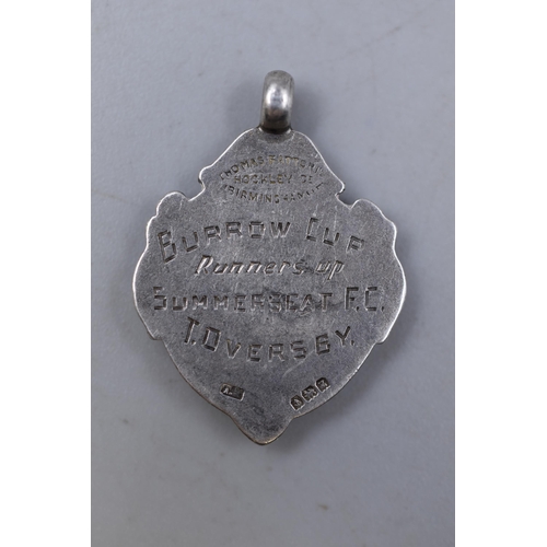 26 - Hallmarked Birmingham Silver 1920s Football Fob / Medal