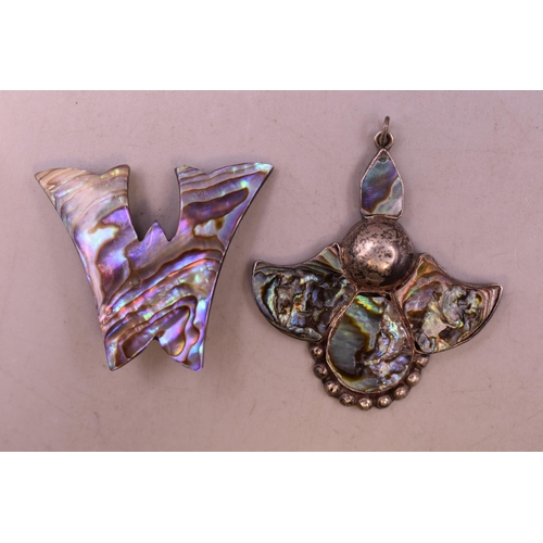 29 - Two Sterling Silver and Paua Shell Brooches