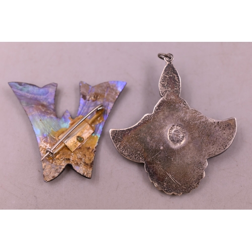 29 - Two Sterling Silver and Paua Shell Brooches